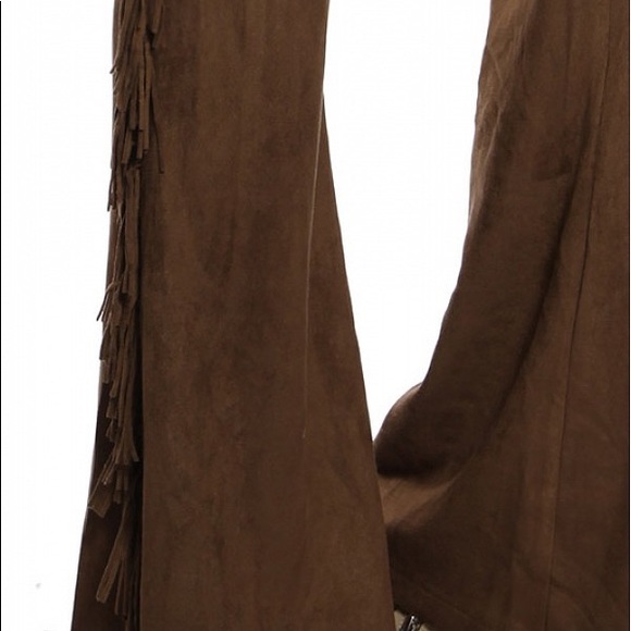 NWT RYU faux suede Hippie boho fringe pant black size Large - Picture 6 of 8